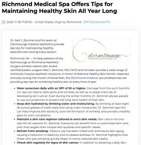 Dermlounge medical spa in Richmond, VA provides 5 skin care tips for National Healthy Skin Month.