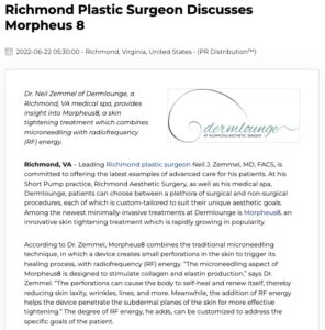 Richmond Plastic Surgeon Discusses Advanced Skin Tightening Treatment