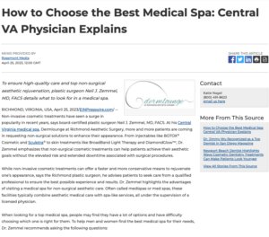 Plastic surgeon offers list of questions for choosing a top medical spa in Central Virginia and beyond.